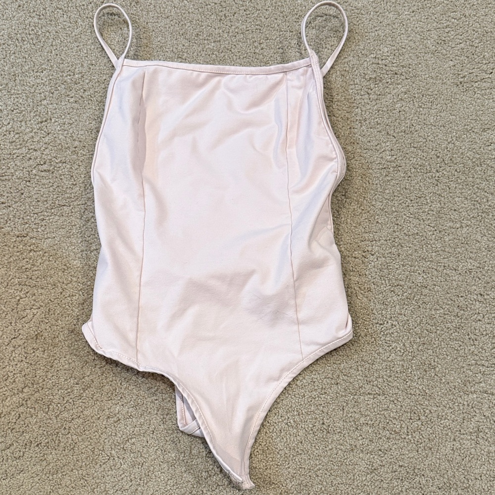 Free People Light Pink Spaghetti Strap Bodysuit